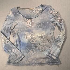 B. Friends Women’s XL Boho FairyCore Paisley Long Sleeve Top Artsy Cottagecore